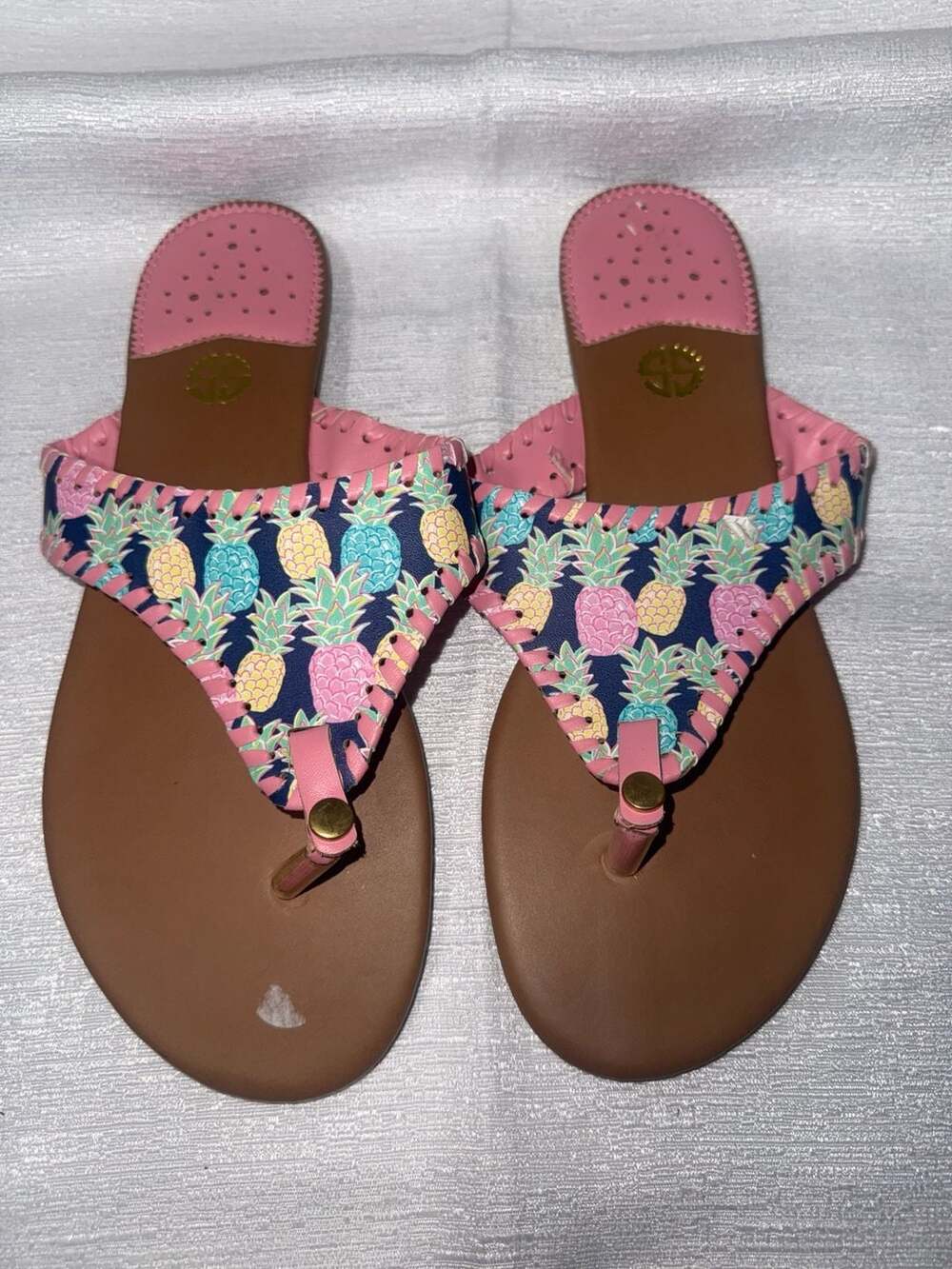 Simply Southern Women's Pineapple Print Thong Sandals Size 10